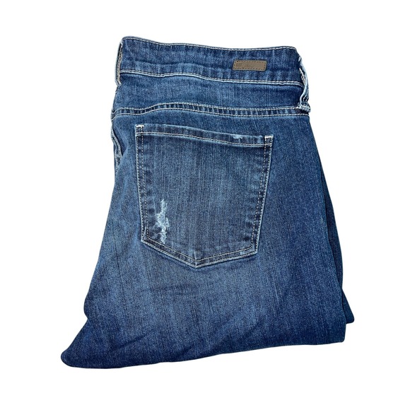 Kut from the Kloth Denim - Kut From The Kloth Cameron Straight Leg Jeans Dark Wash Distressed Denim 14W